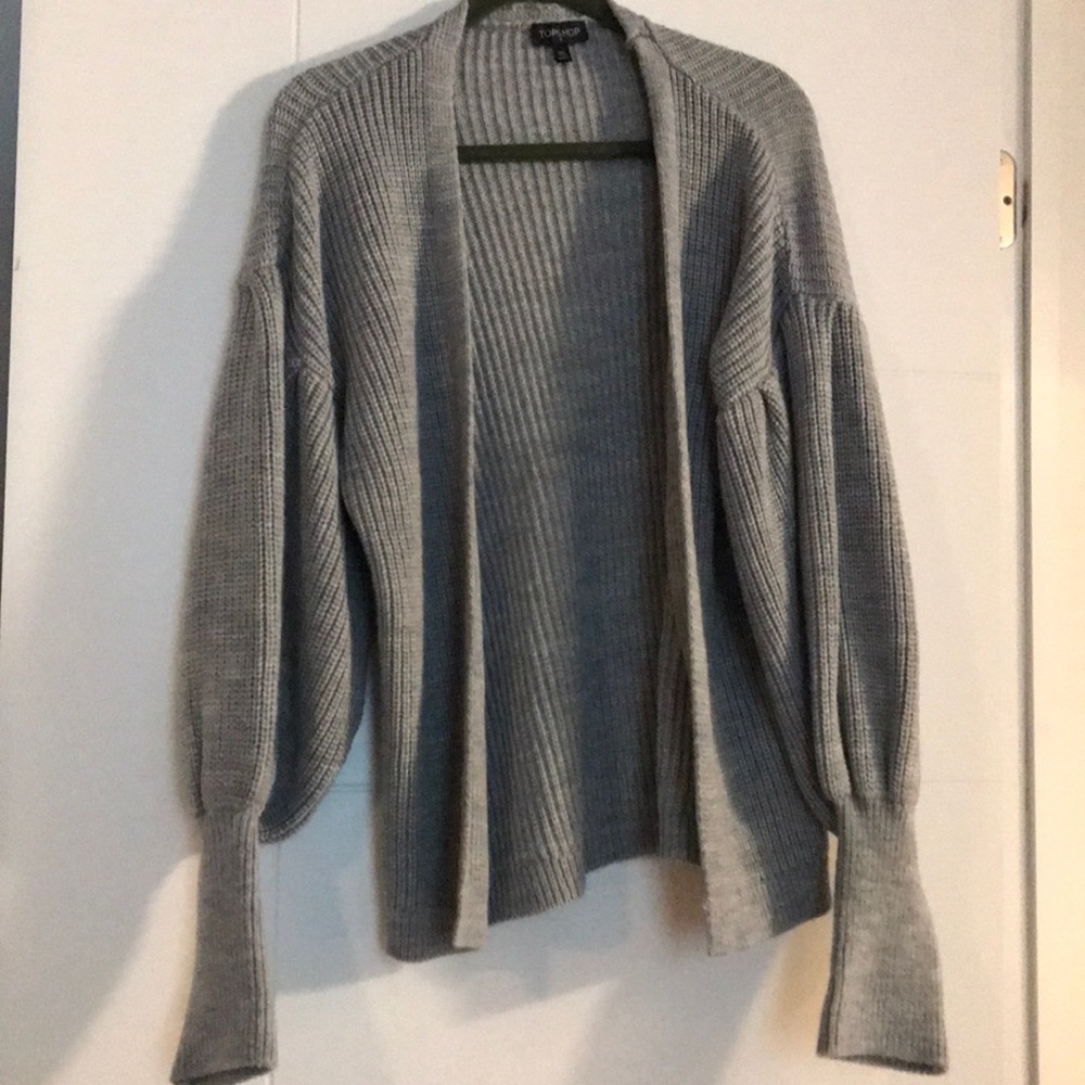 TopShop grey puff sleeve sweater